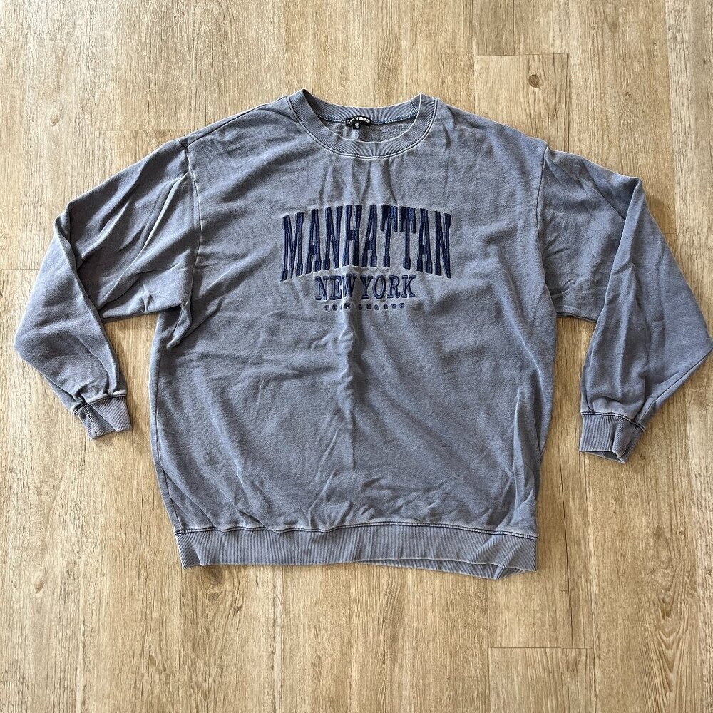 Womens Fashion Nova Faded Blue/Purple "Manhattan" Sweatshirt - XL